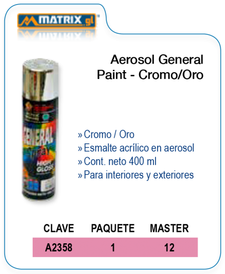Aerosol General Paint – Cromo/Oro