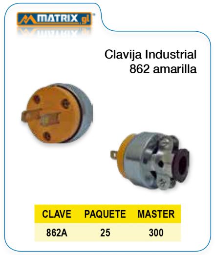 Clavija Industrial 862 Amarilla