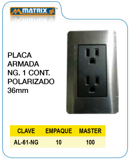 Placa Armada Ng. 1 Contacto Polarizado 36mm