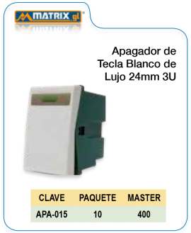 Apagador de Tecla Blanco de lujo 24mm 3U