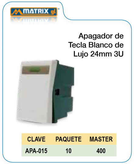 Apagador de Tecla Blanco de lujo 24mm 3U