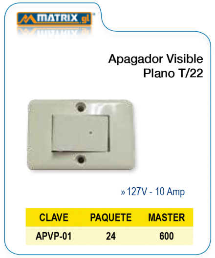 Apagador Visible Plano T/22
