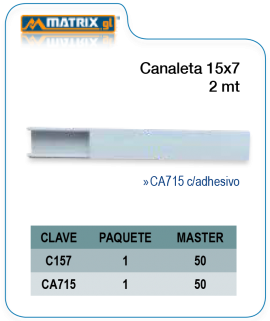 Canaleta 15×7 2mts.