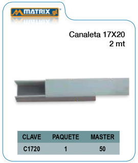 Canaleta 17×20 2mts.