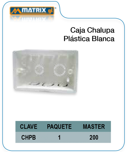 Caja Chalupa plástica blanca