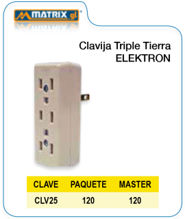 Clavija Triple Tierra ELEKTRON