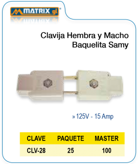 Clavija Hembra y Macho baquelita SAMY