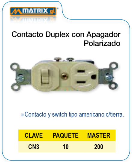 Contacto Duplex con Apagador Polarizado