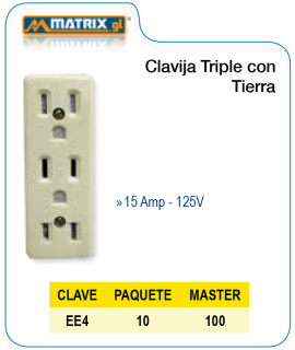 Clavija Triple con Tierra
