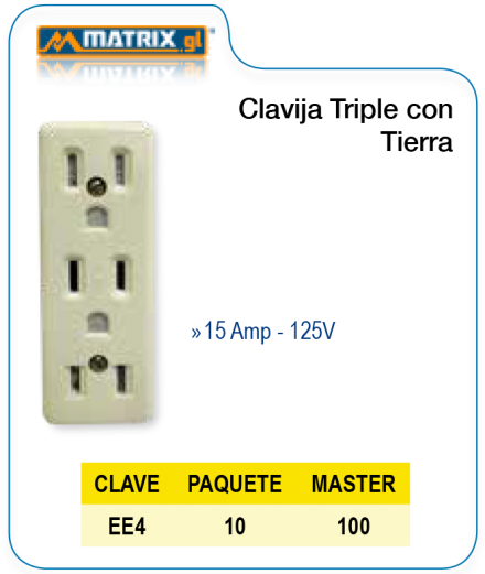 Clavija Triple con Tierra