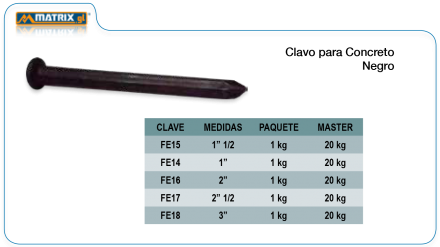 Clavo para concreto Negro