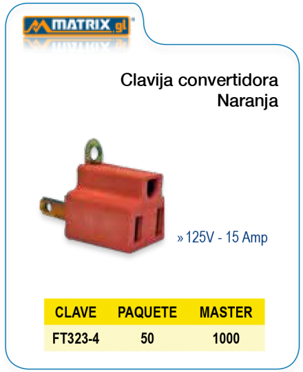Clavija convertidora naranja