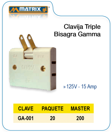 Clavija Triple Bisagra GAMMA