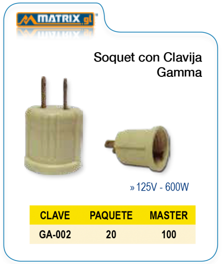 Soquet con clavija GAMMA