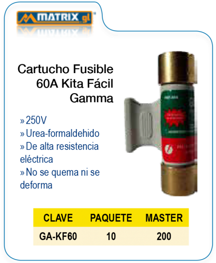 Cartucho Fusible 60A Kita Fácil GAMMA
