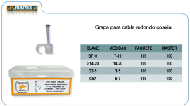 Grapa para cable redondo coaxial