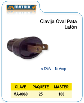 Clavija Oval Pata Latón