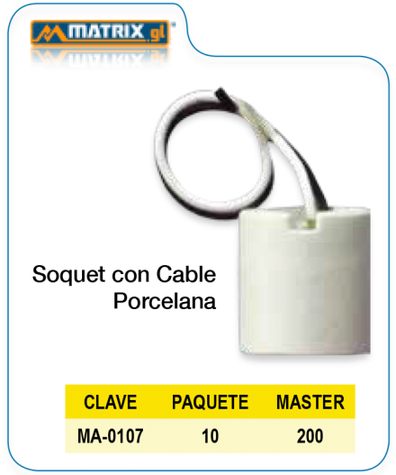 Soquet con Cable Porcelana
